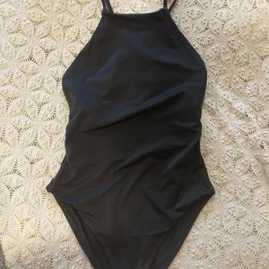 Andie Swim Asbury High Neck One Piece Swimsuit Black Size Medium